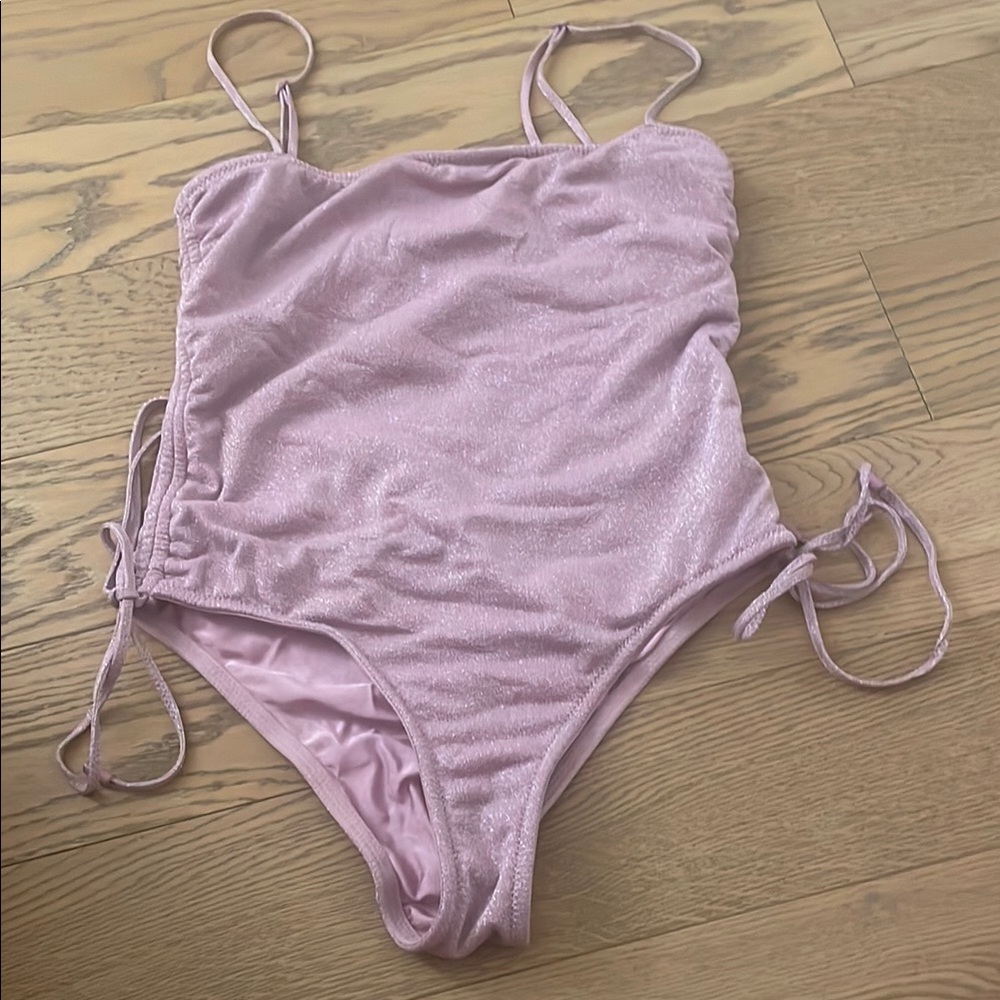 Shimmery Purple Triangl One-Piece Swimsuit